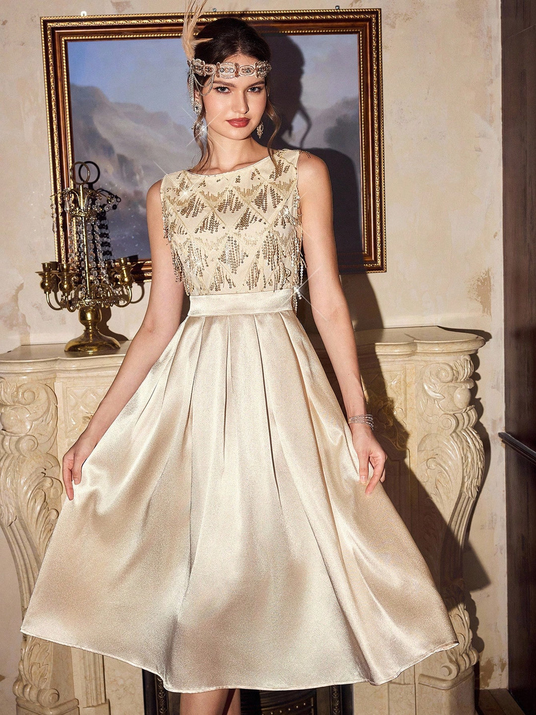 Rochie midi SHEIN, auriu