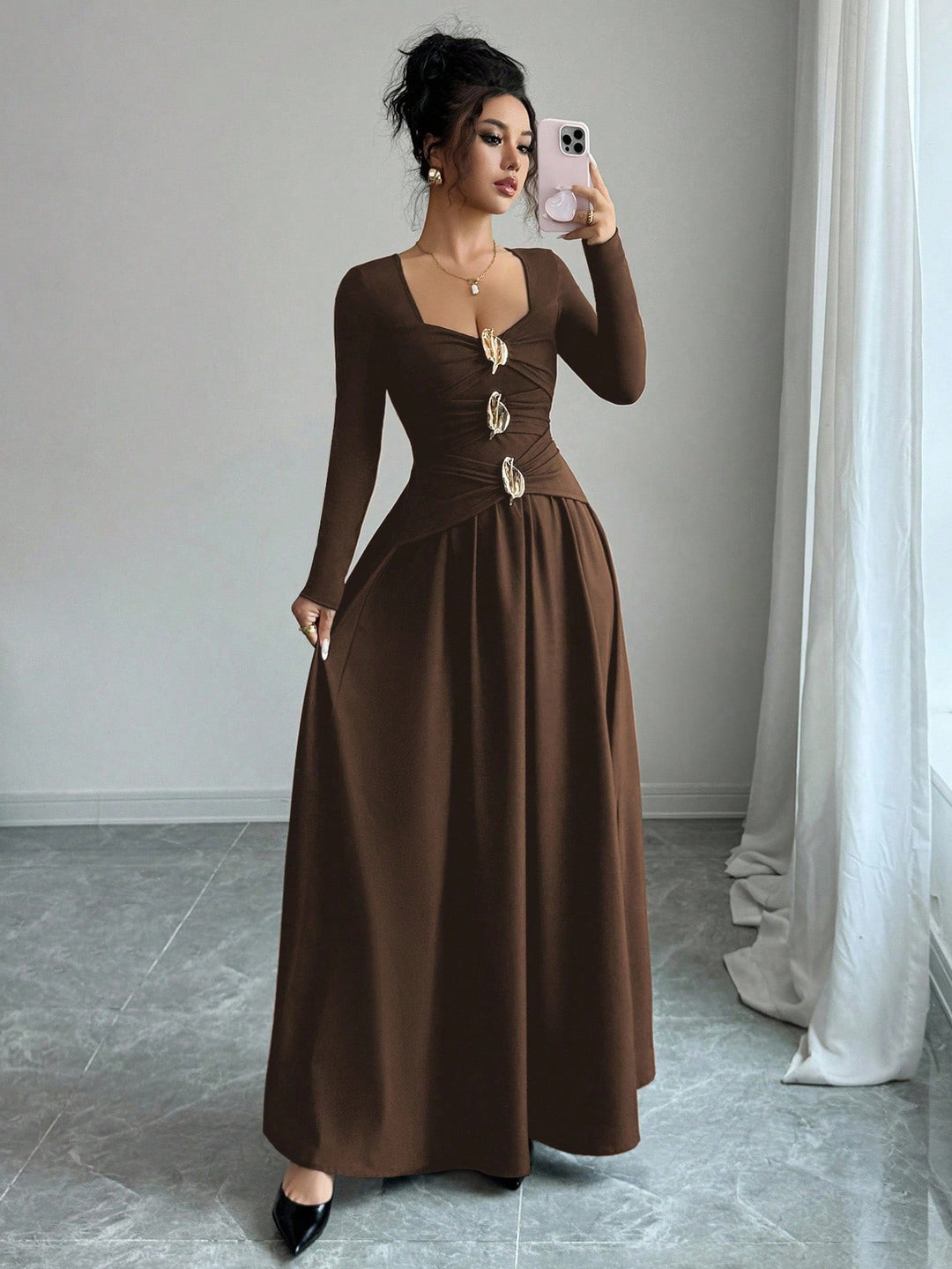 Rochie maxi SHEIN, maro