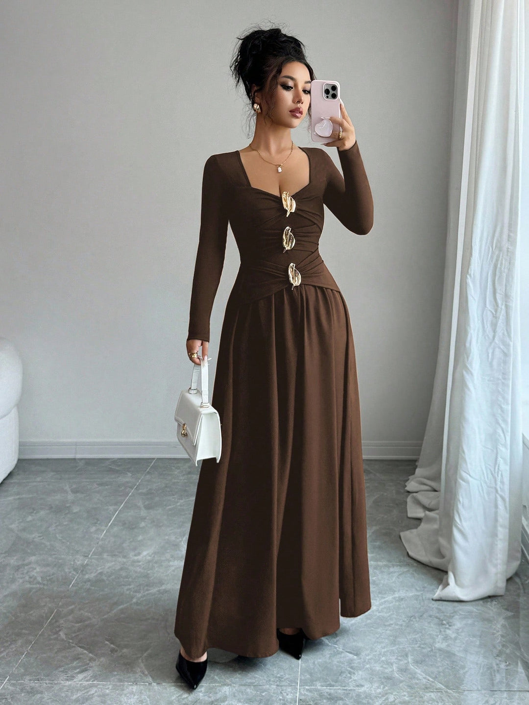 Rochie maxi SHEIN, maro