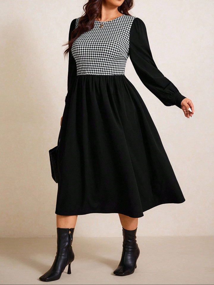 Shein Curve+ midi ruha, fekete
