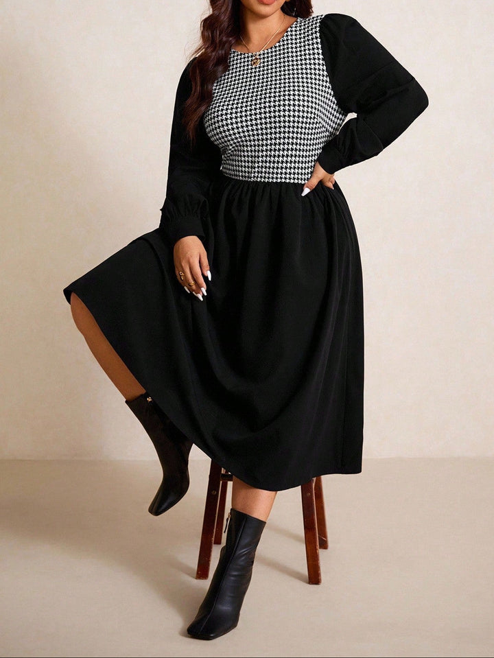 Shein Curve+ midi ruha, fekete