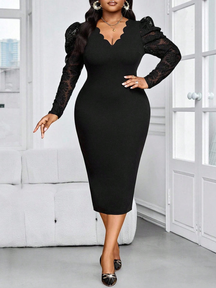 Rochie midi Shein Curve+, negru