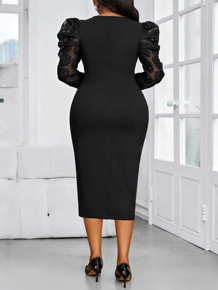Rochie midi Shein Curve+, negru