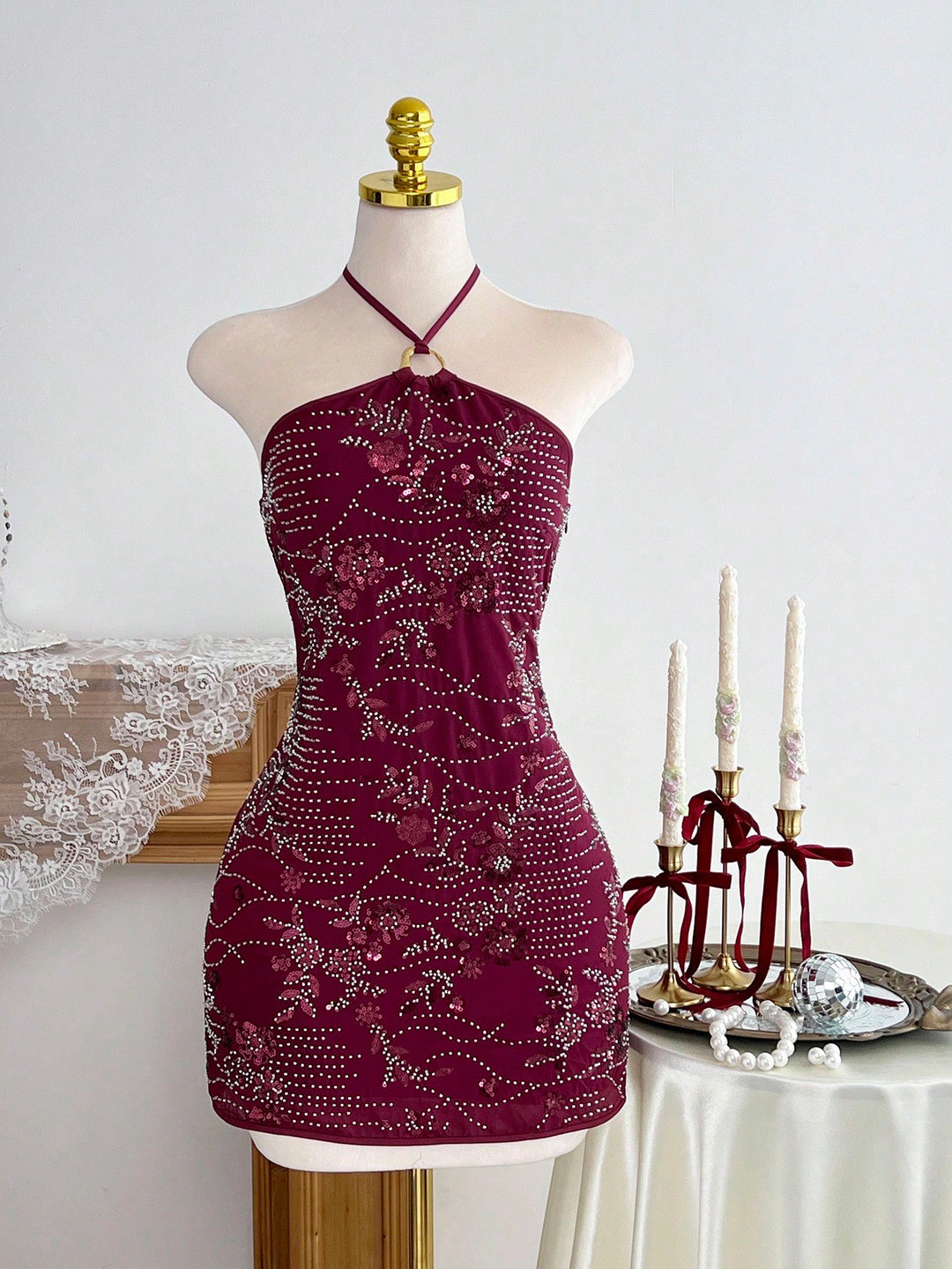 Rochie scurtă SHEIN, vișiniu