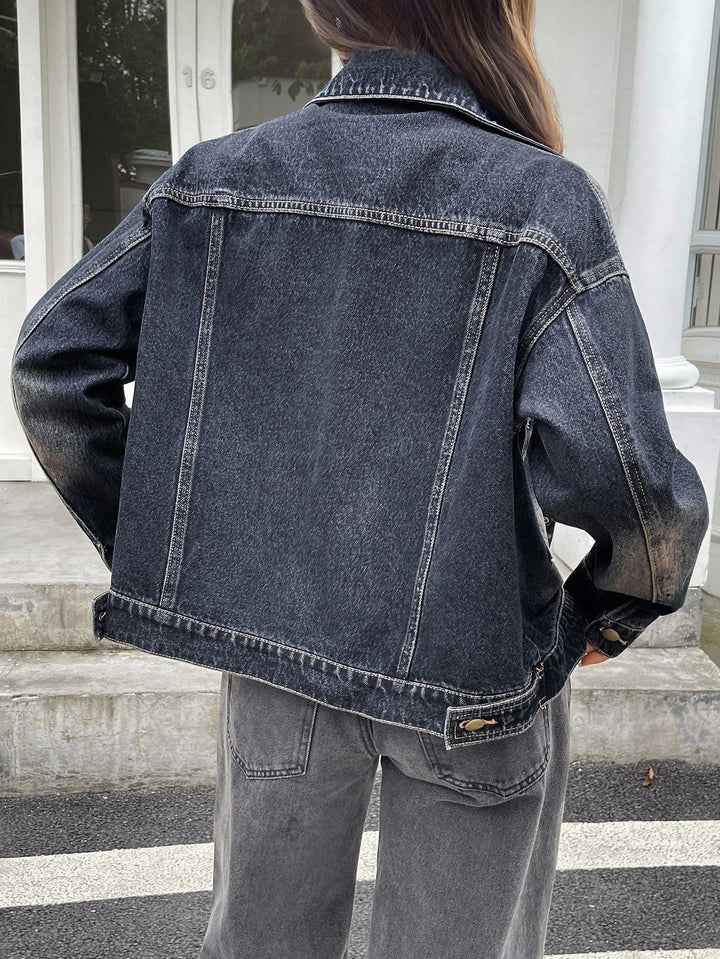 Jachetă denim casual SHEIN, gri