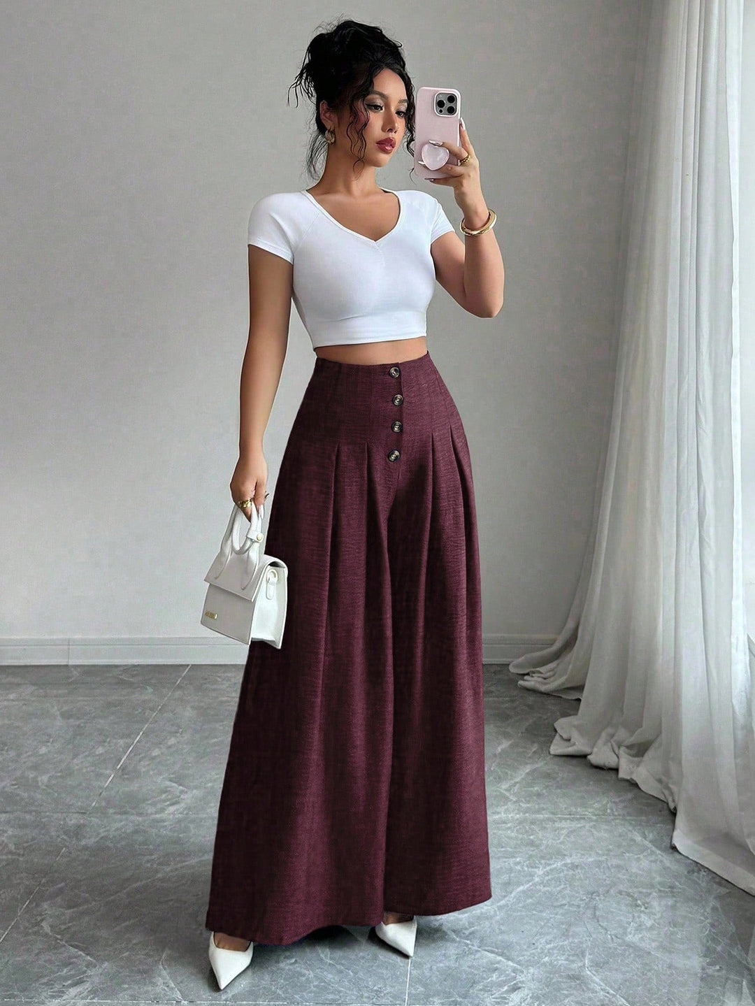 Pantaloni SHEIN, vișiniu