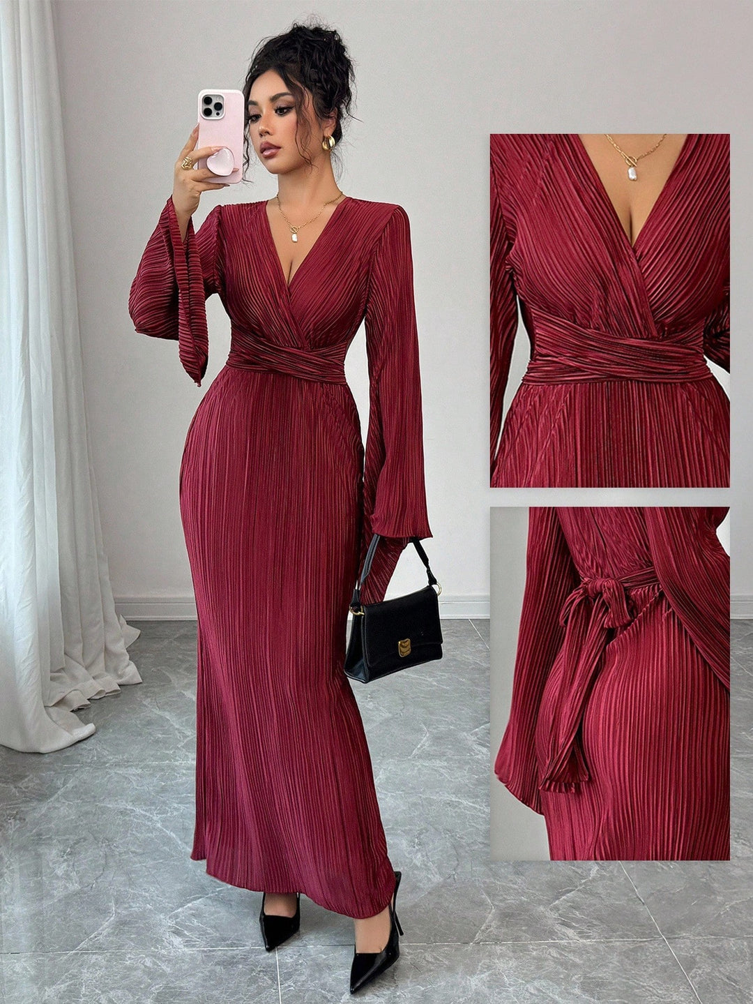 Rochie midi SHEIN, vișiniu