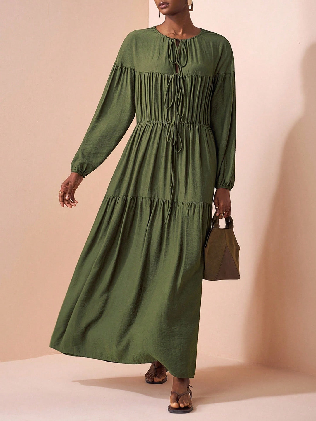 Rochie maxi Shein, Kaki