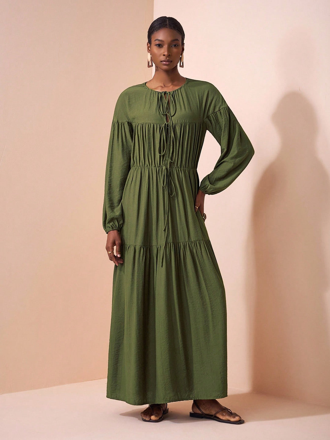 Rochie maxi Shein, Kaki