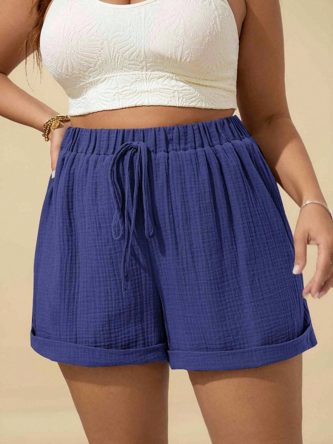 Shein Curve+ rövidnadrág, kék