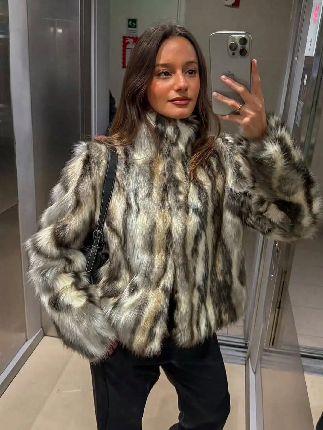 Haină de blană SHEIN, mix culori