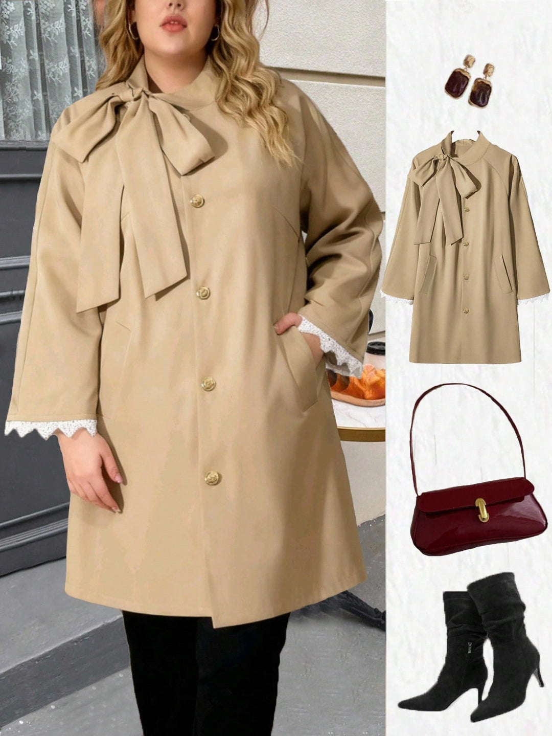 Trench SHEIN, kaki