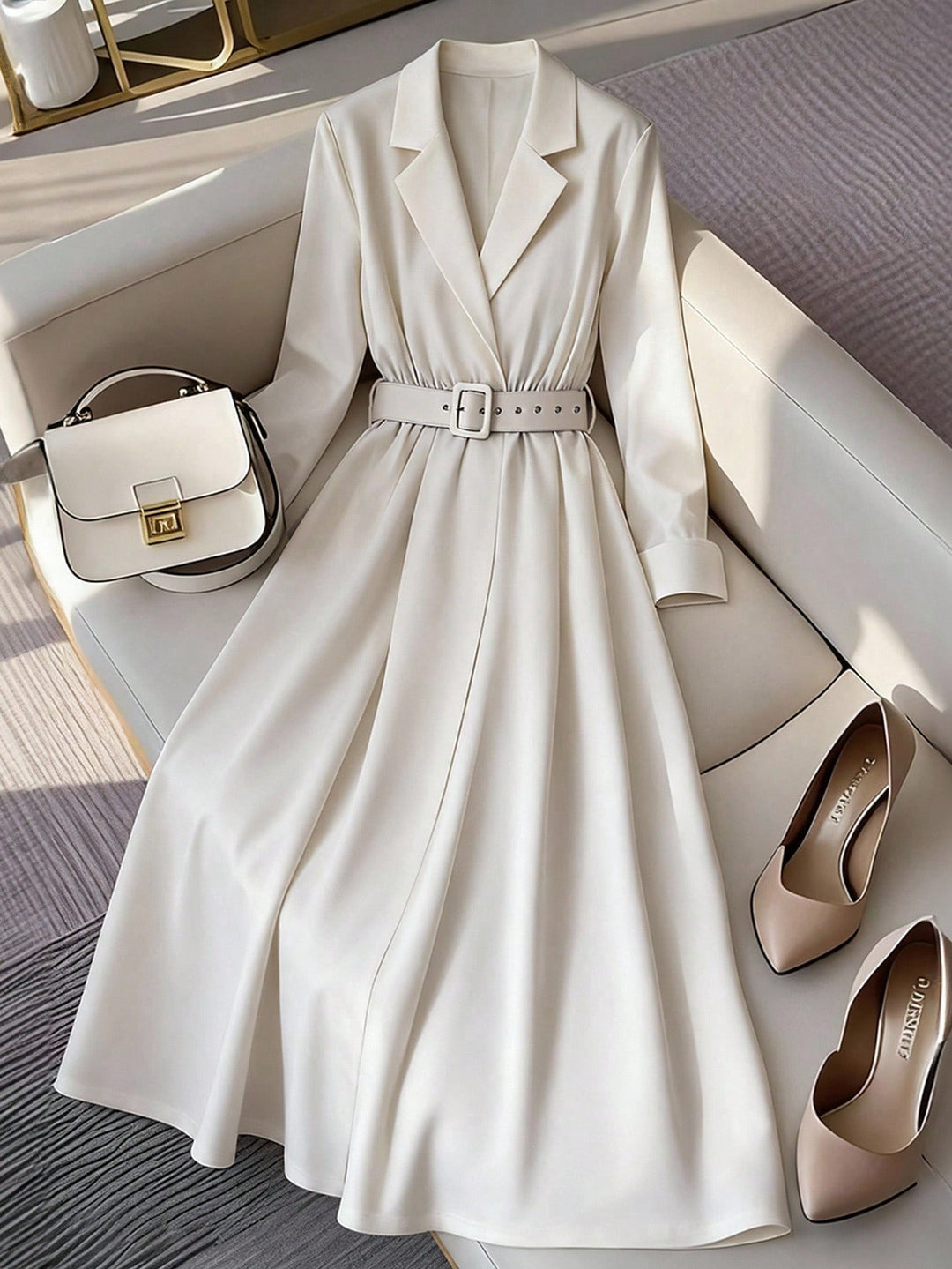 Rochie maxi SHEIN, crem