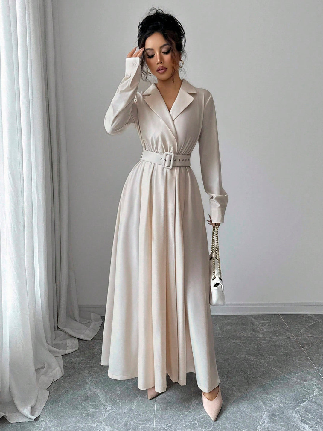 Rochie maxi SHEIN, crem
