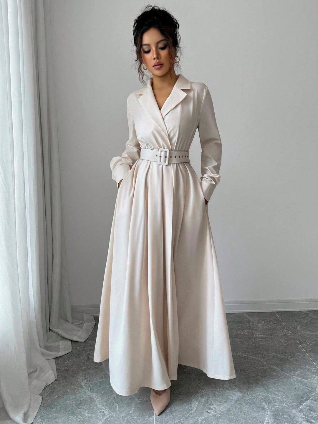 Rochie maxi SHEIN, crem