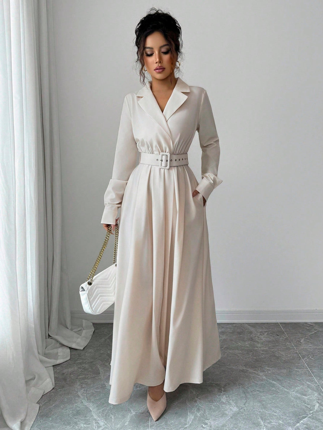 Rochie maxi SHEIN, crem