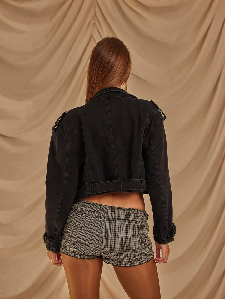 Jachetă din denim SHEIN, negru