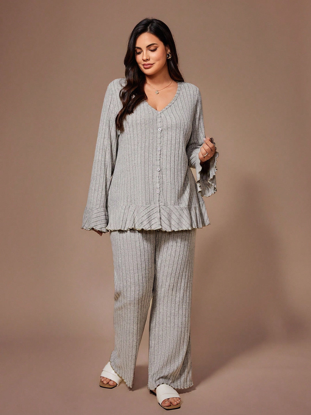 Compleu pijamale SHEIN, gri