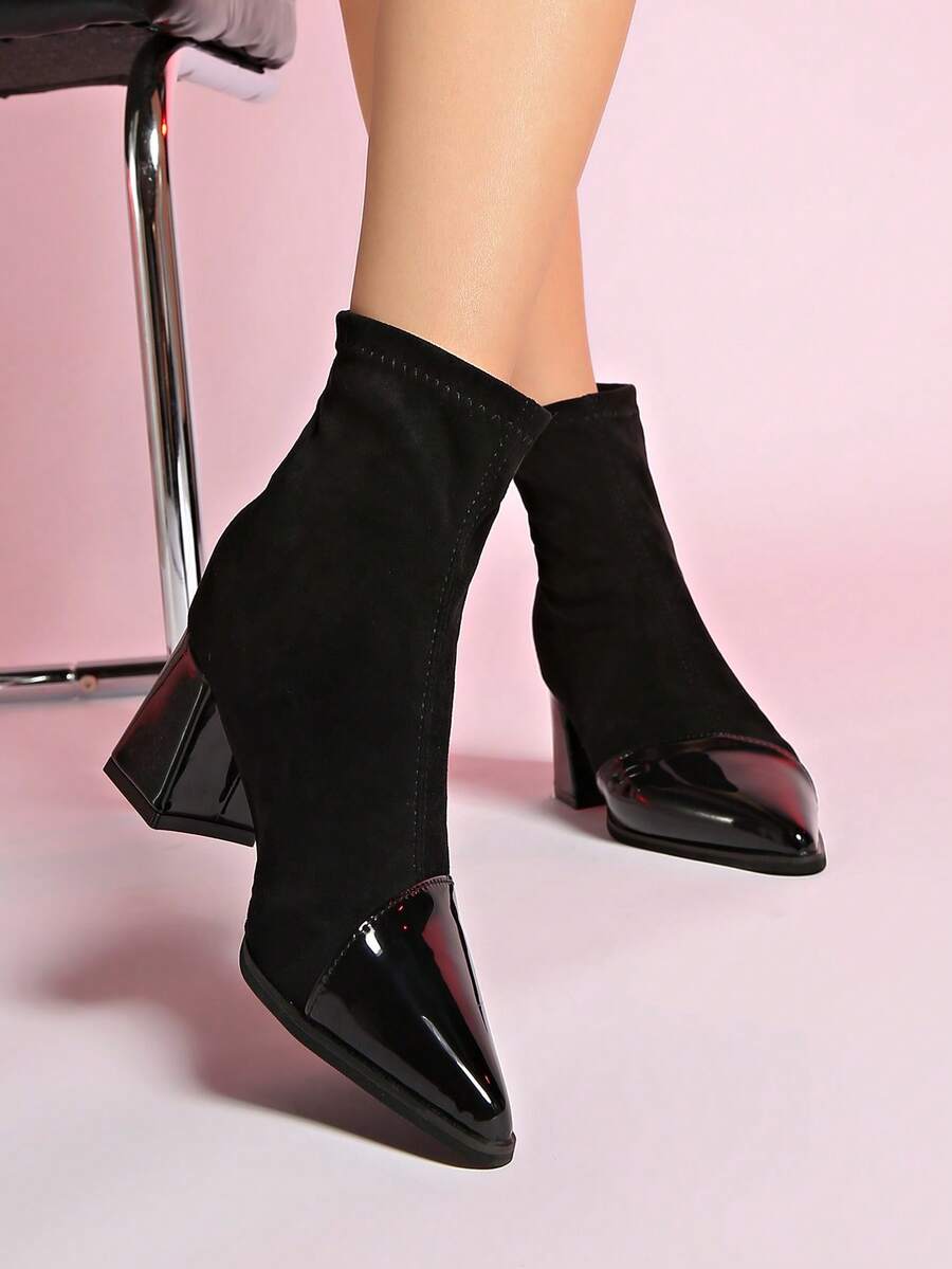 Botine cu toc SHEIN, negru