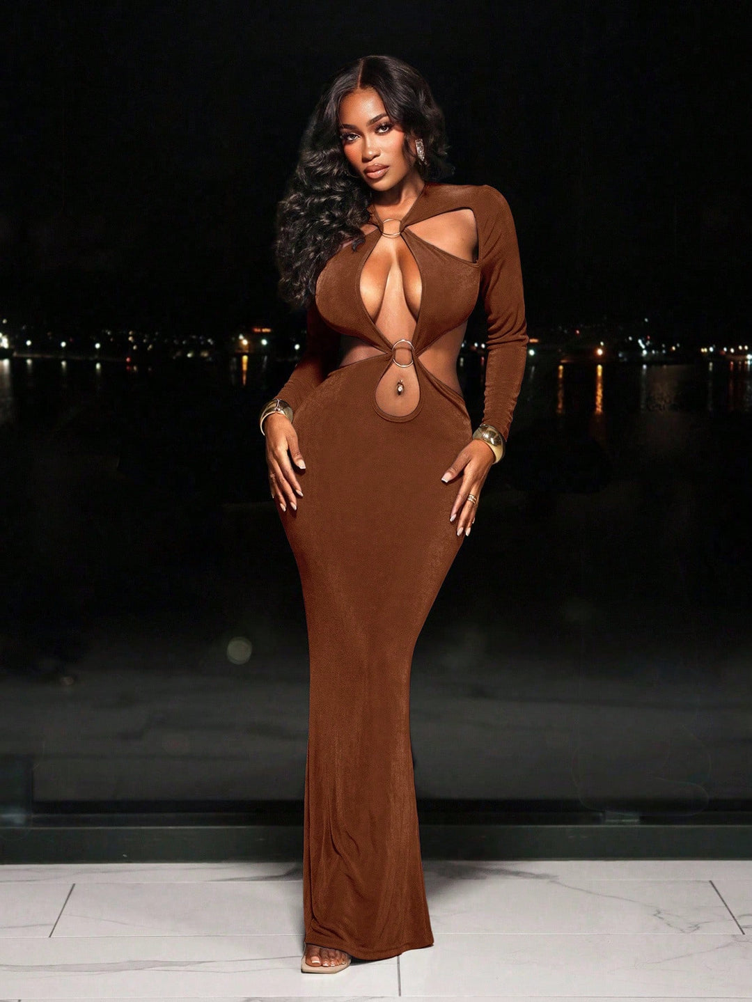 Rochie maxi SHEIN, maro