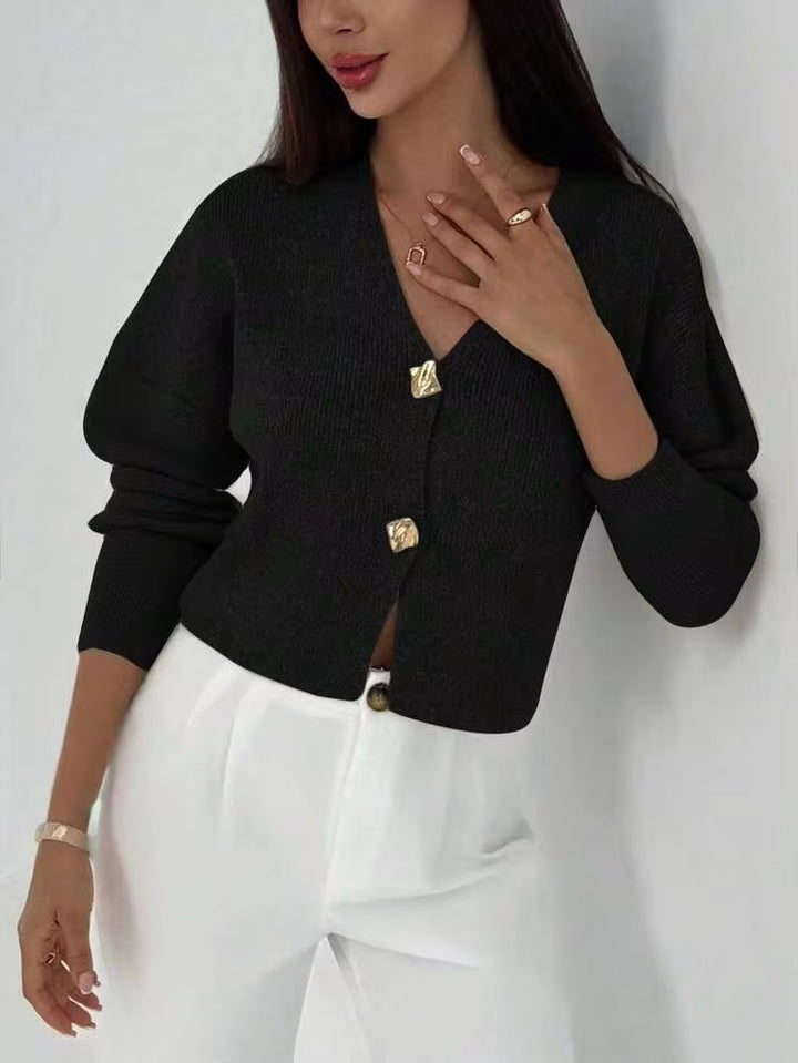 Pulover cu nasturi SHEIN, negru