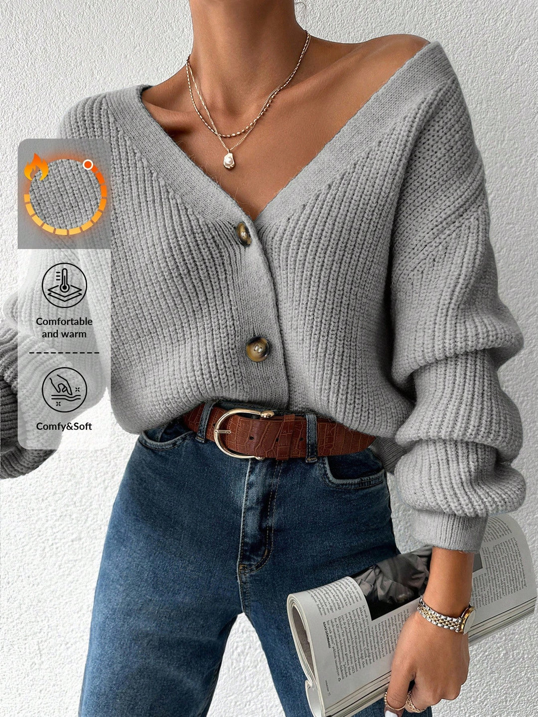 Cardigan SHEIN, gri