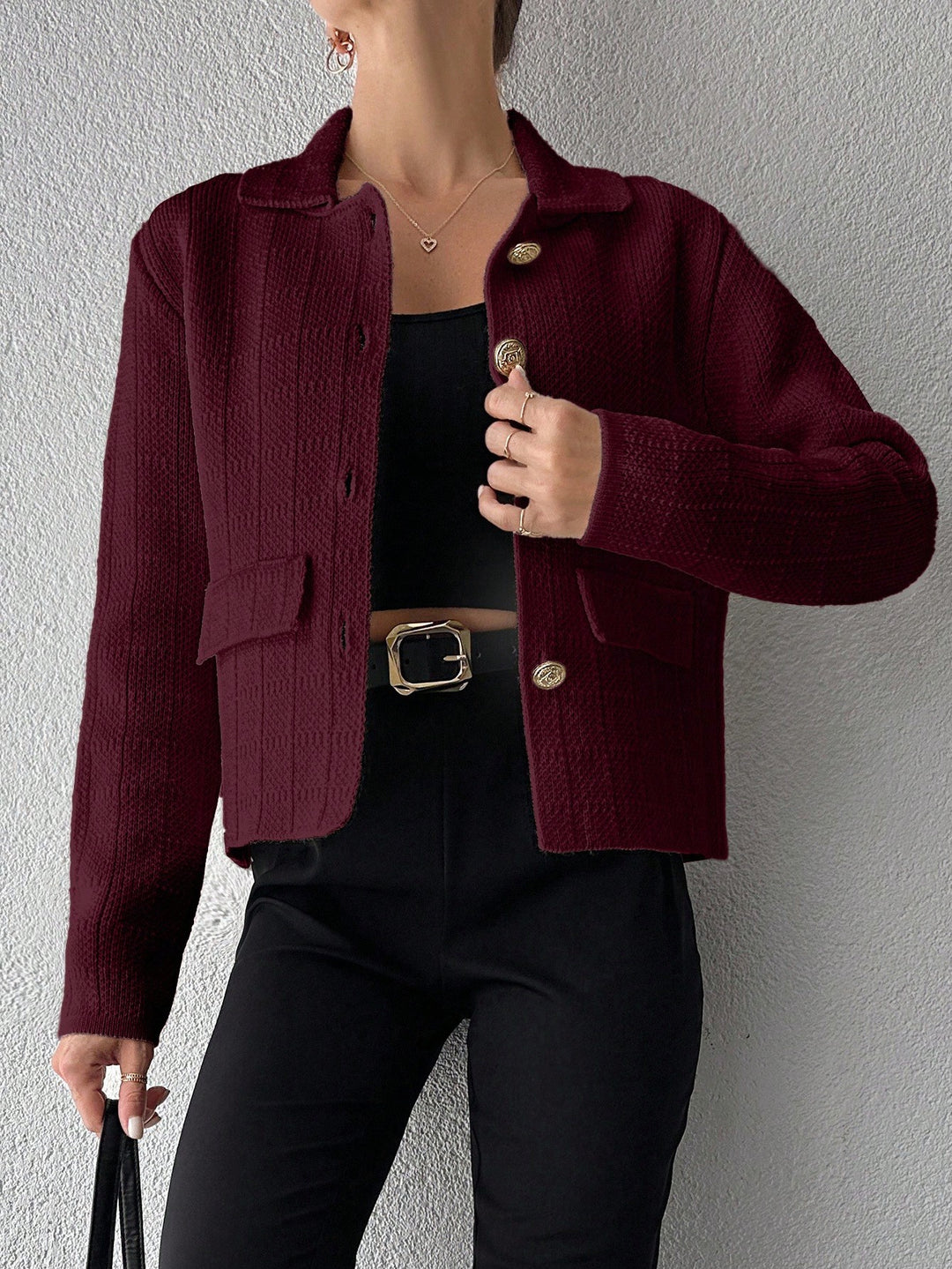 Cardigan SHEIN, vișiniu