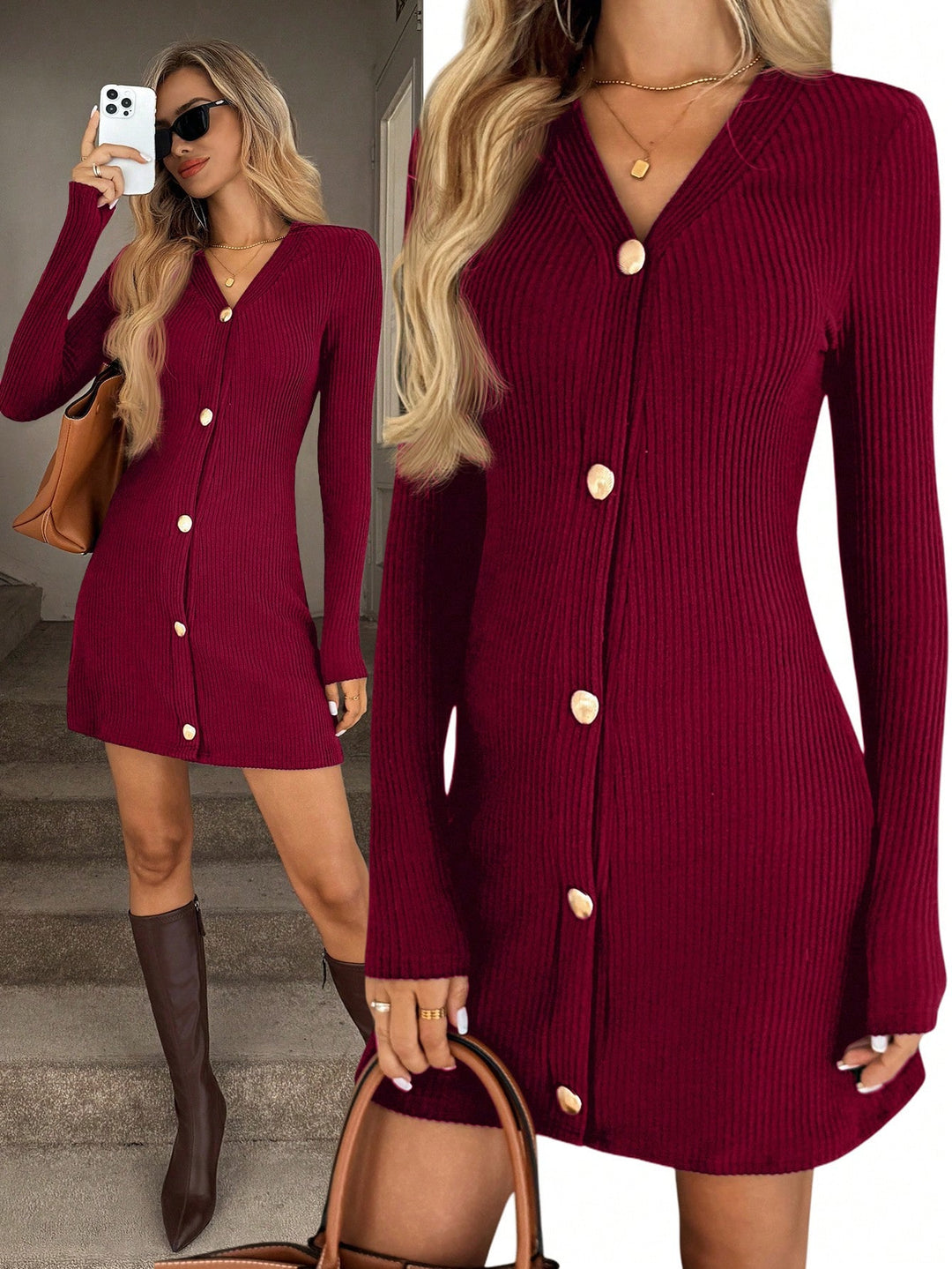 Rochie scurtă SHEIN, vișiniu