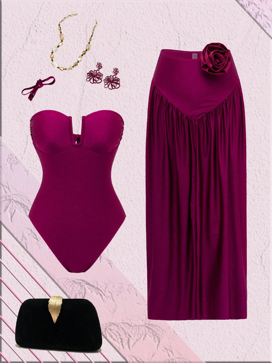 SHEIN Playsuit, burgundi