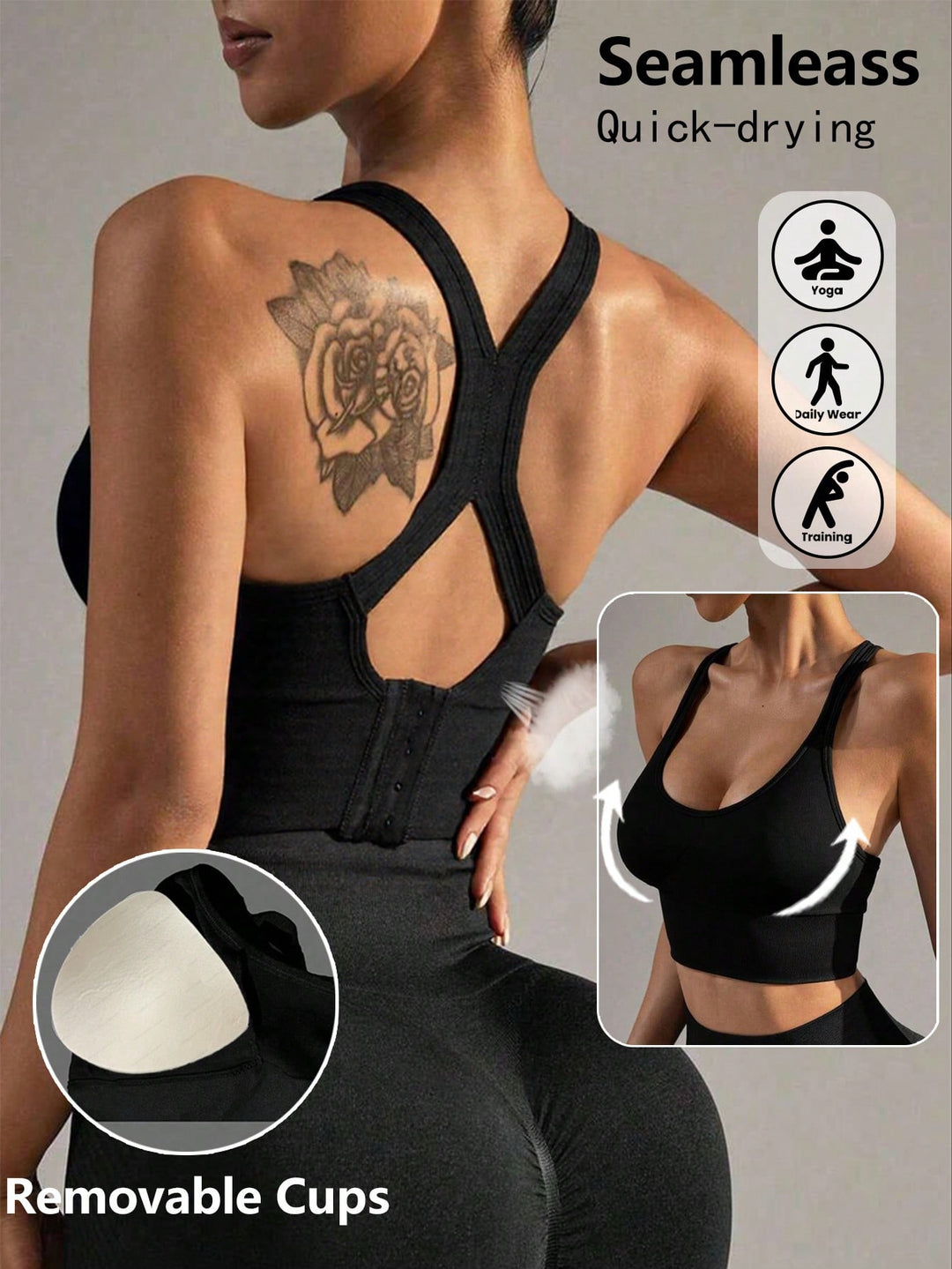 Bustieră sport SHEIN, negru