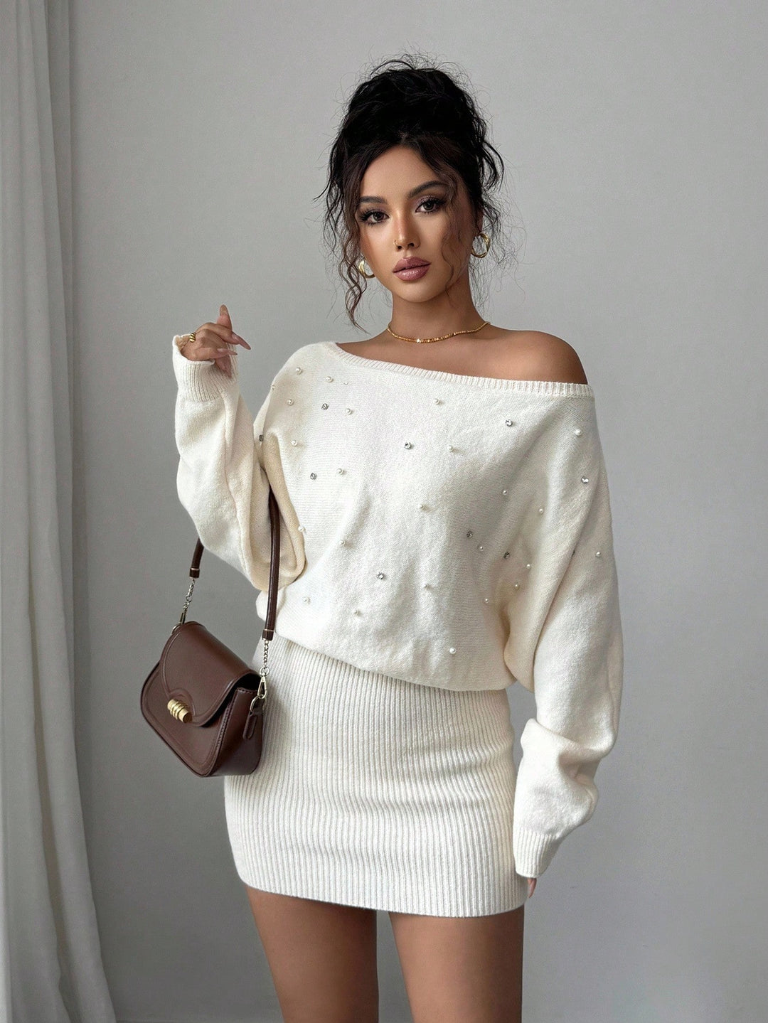 SHEIN mini ruha, krém
