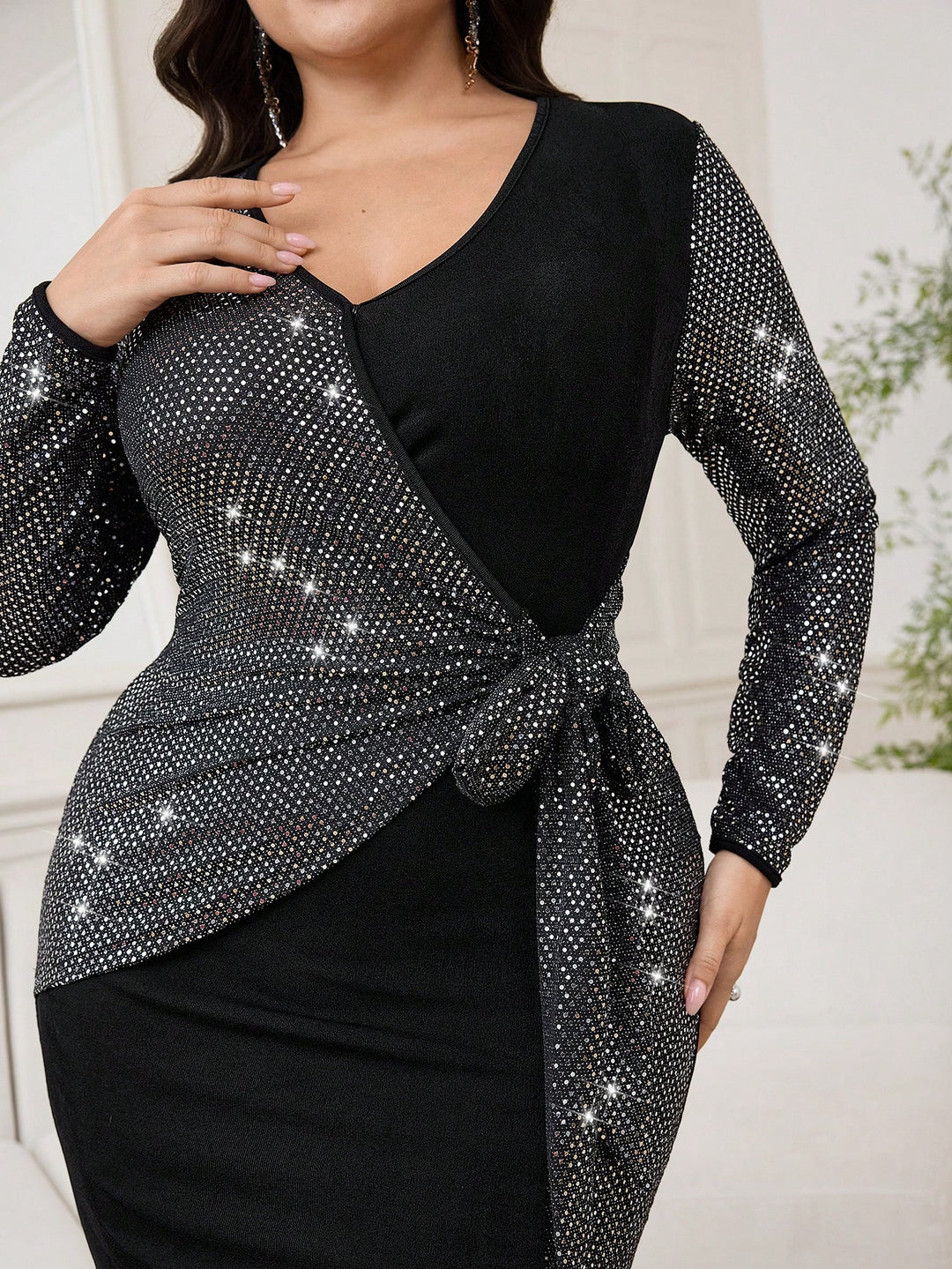 Shein Curve+ maxi ruha, fekete
