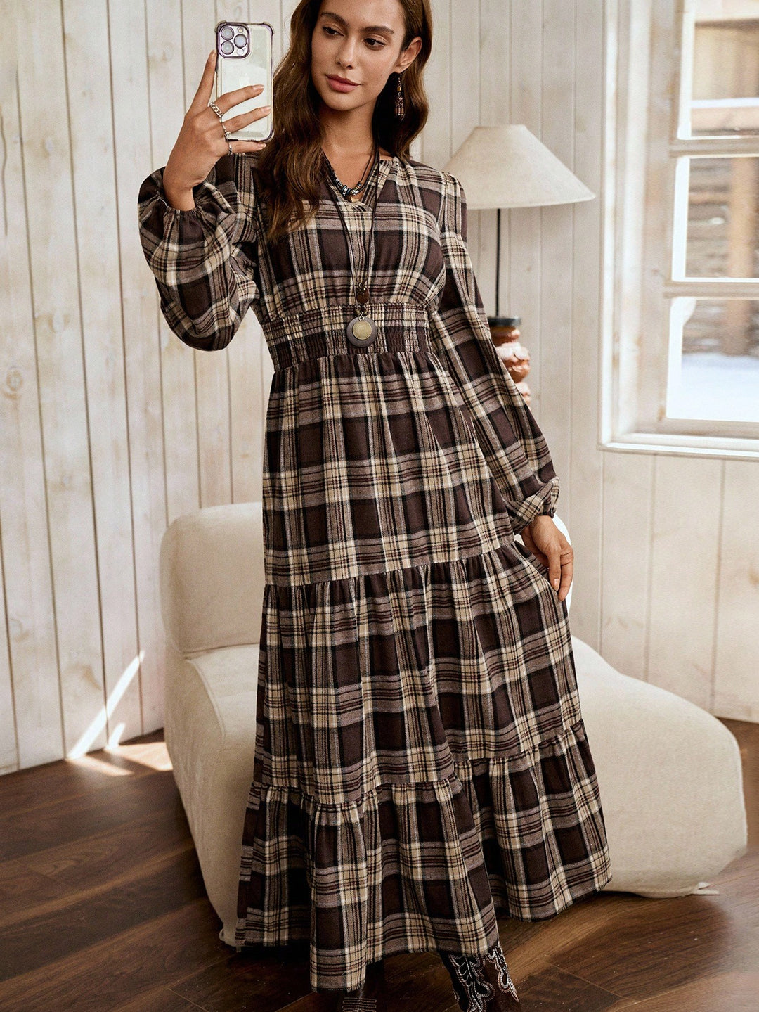 Rochie midi SHEIN, kaki