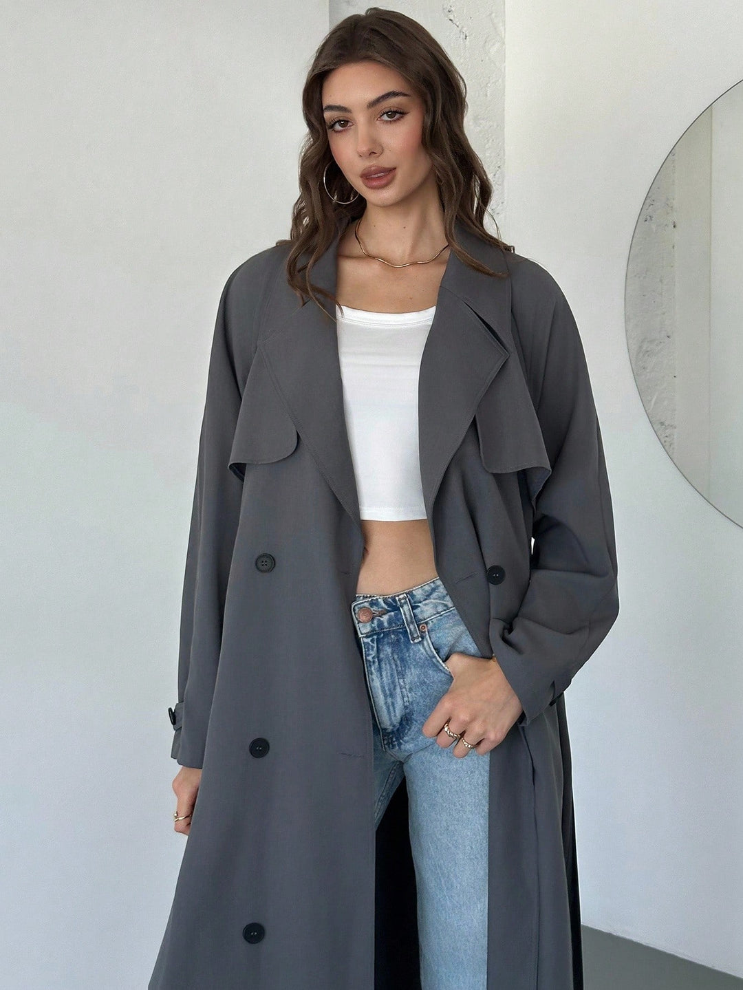 Trench SHEIN, gri