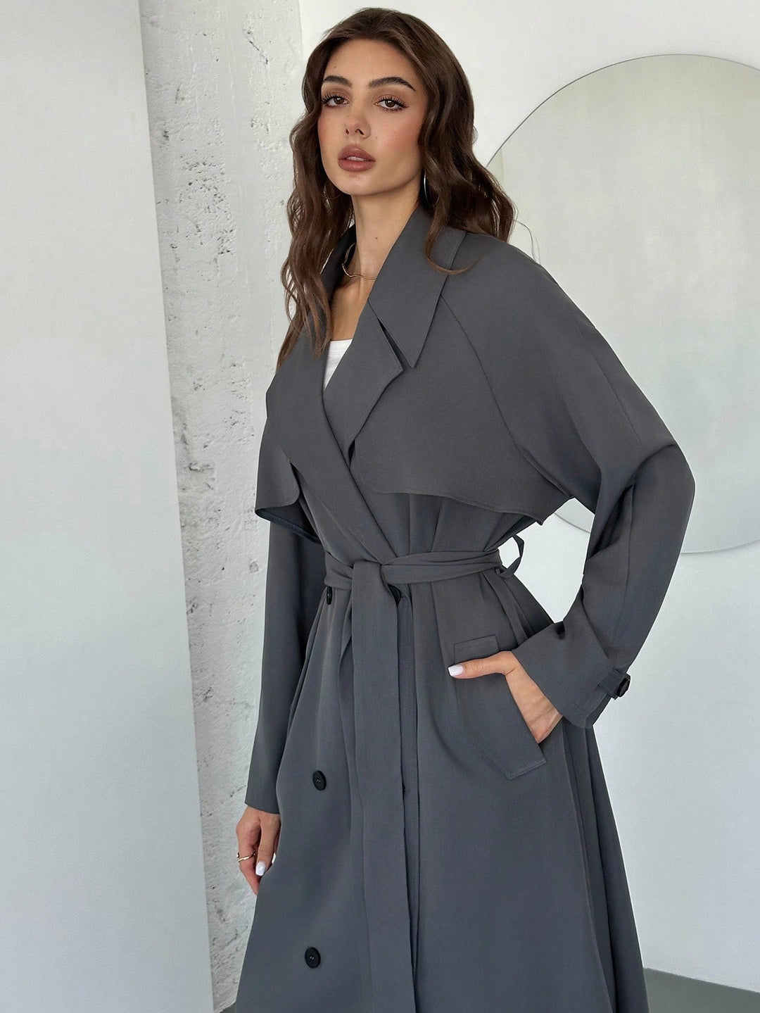 Trench SHEIN, gri
