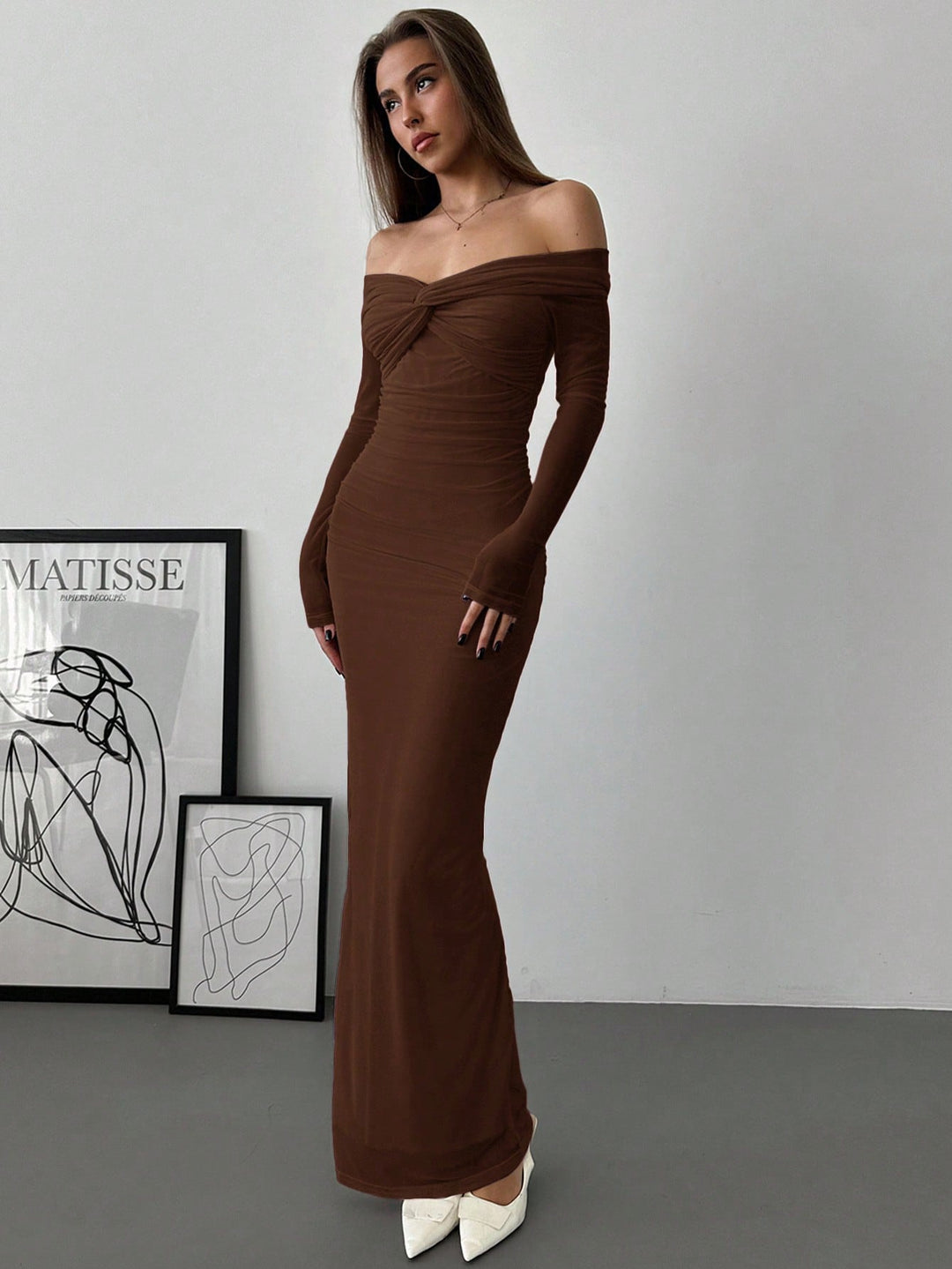 Rochie maxi SHEIN, maro