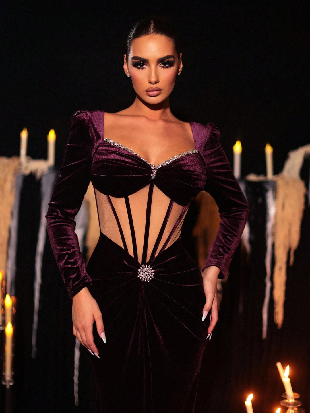 Rochie de ocazie  SHEIN, vișiniu