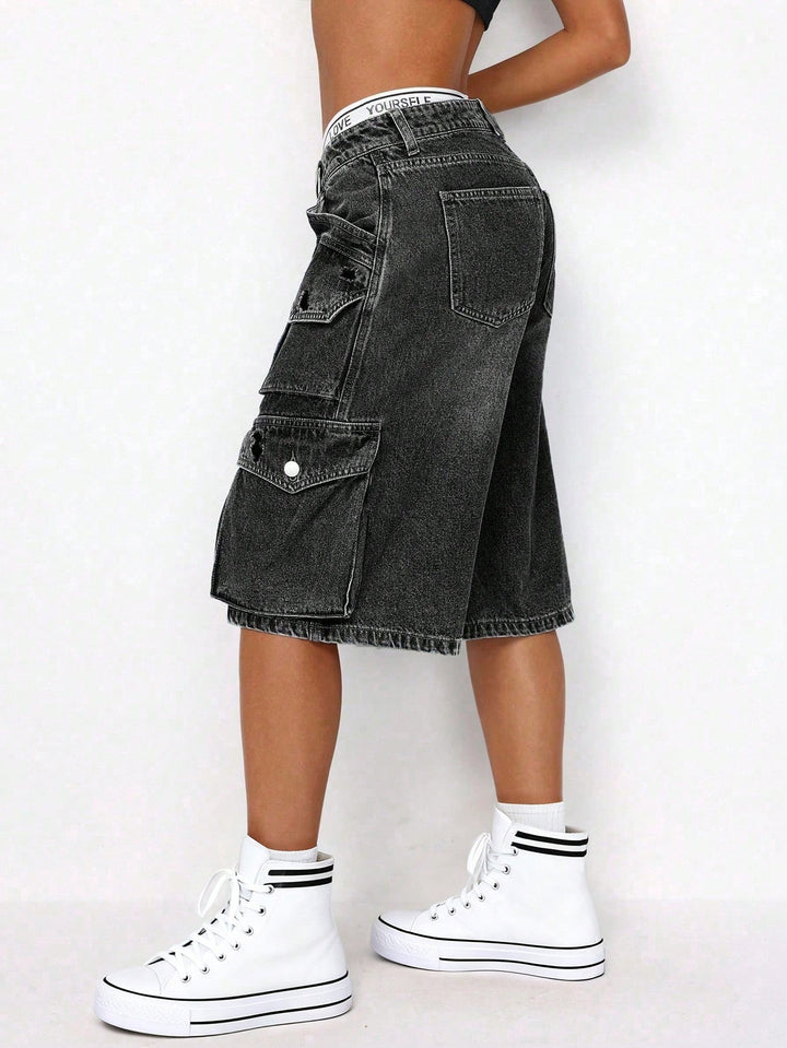 Pantaloni scurți de blugi SHEIN, gri