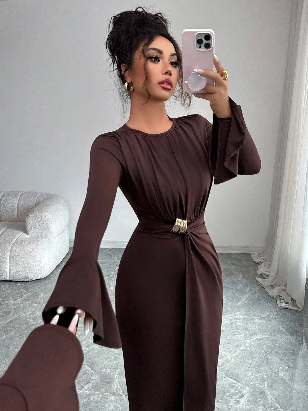 Rochie maxi SHEIN, maro
