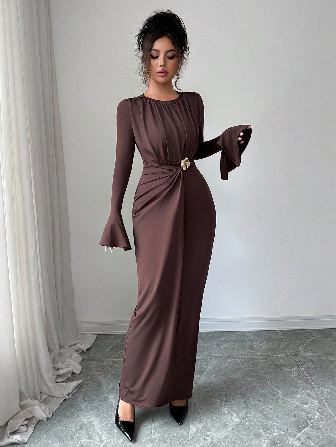Rochie maxi SHEIN, maro