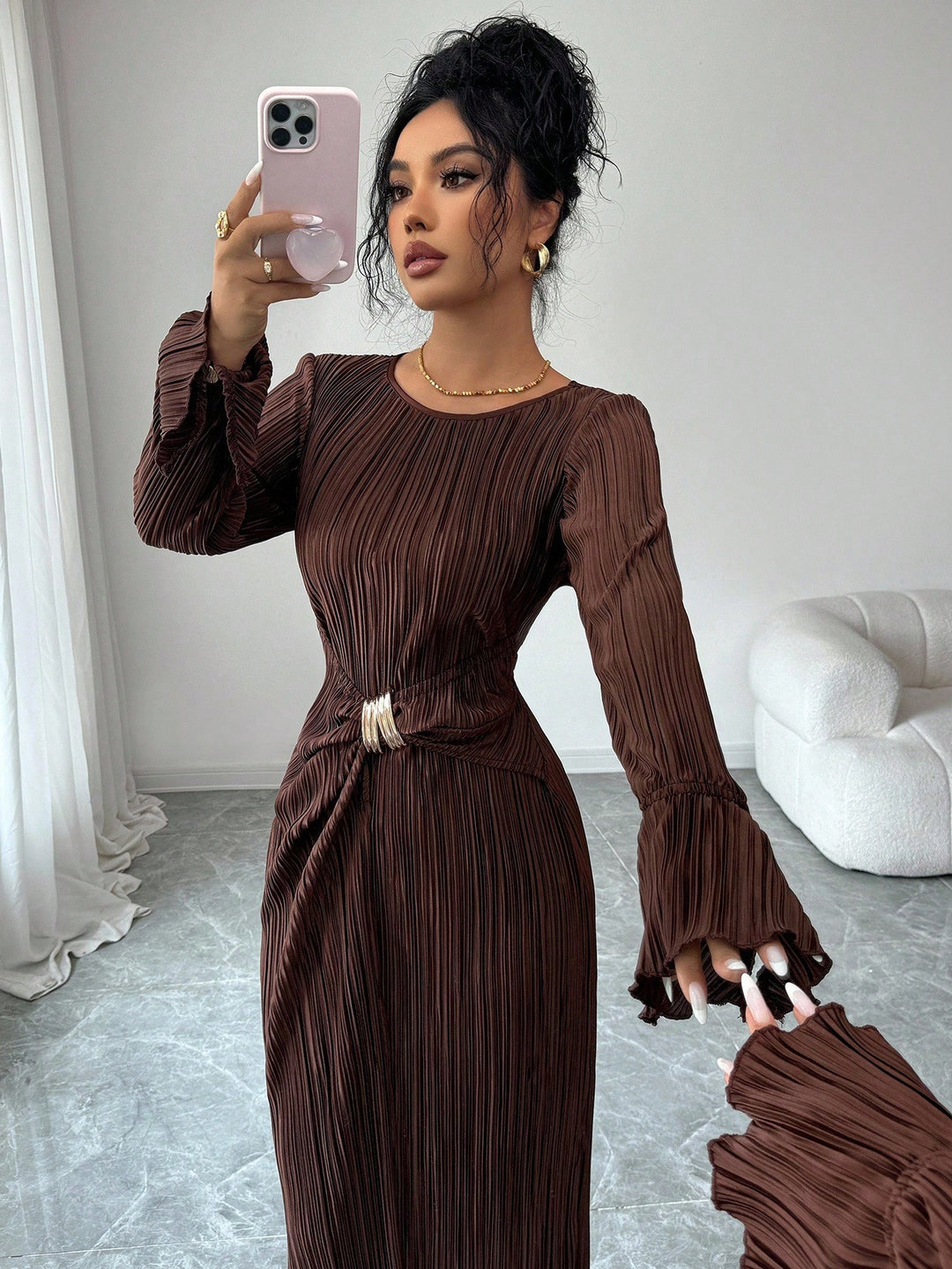 Rochie maxi SHEIN, maro