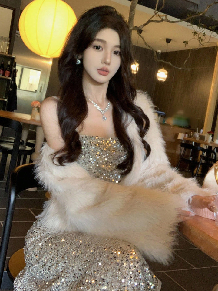 Rochie maxi SHEIN, argintiu