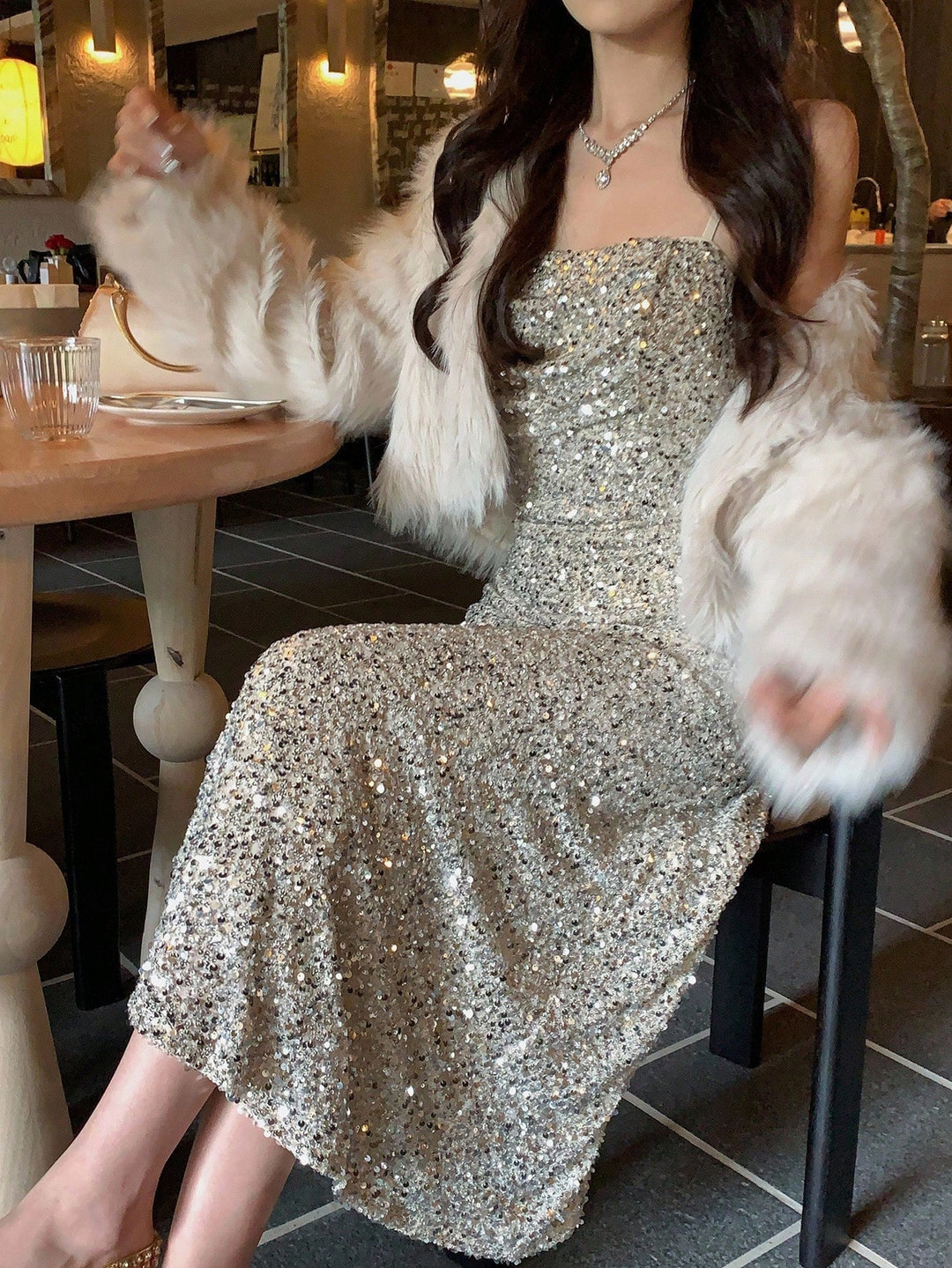 Rochie maxi SHEIN, argintiu