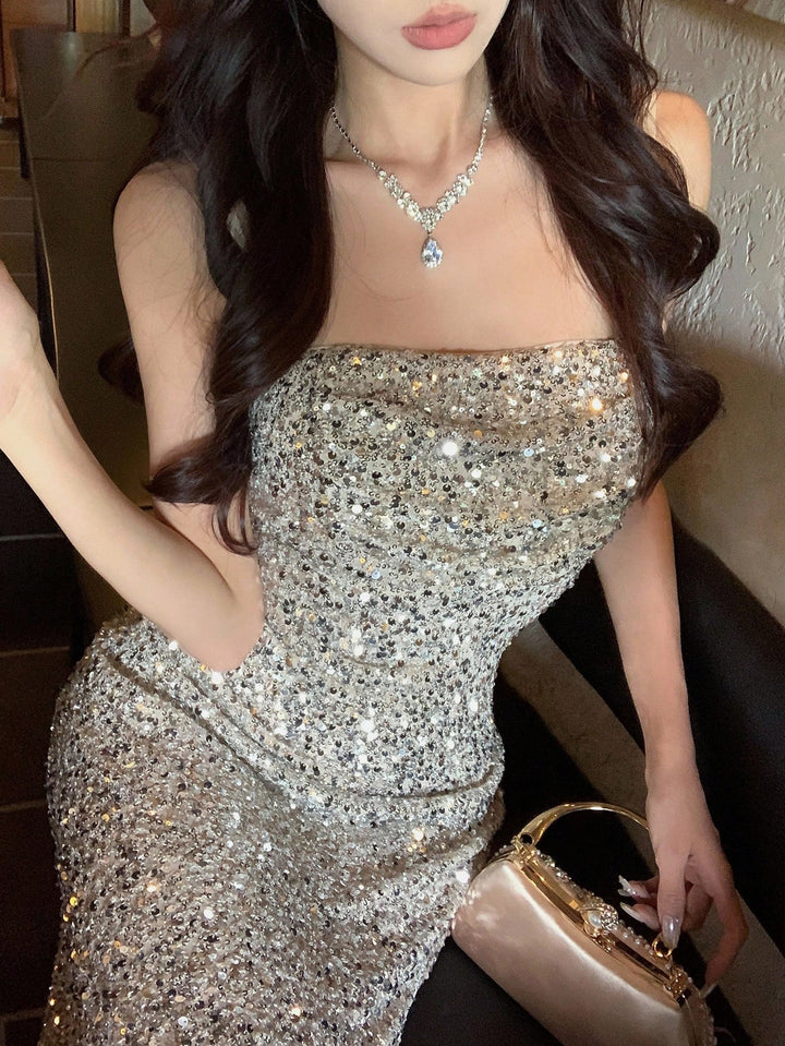 Rochie maxi SHEIN, argintiu