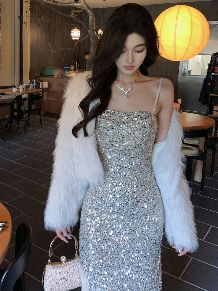 Rochie maxi SHEIN, argintiu