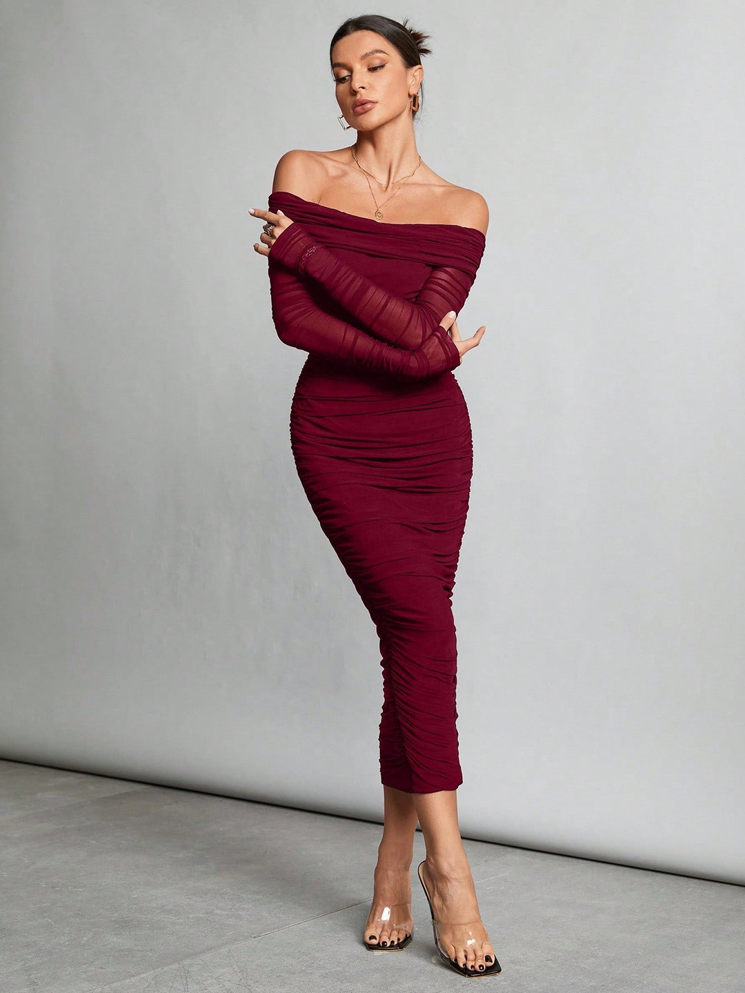 Rochie midi SHEIN, vișiniu