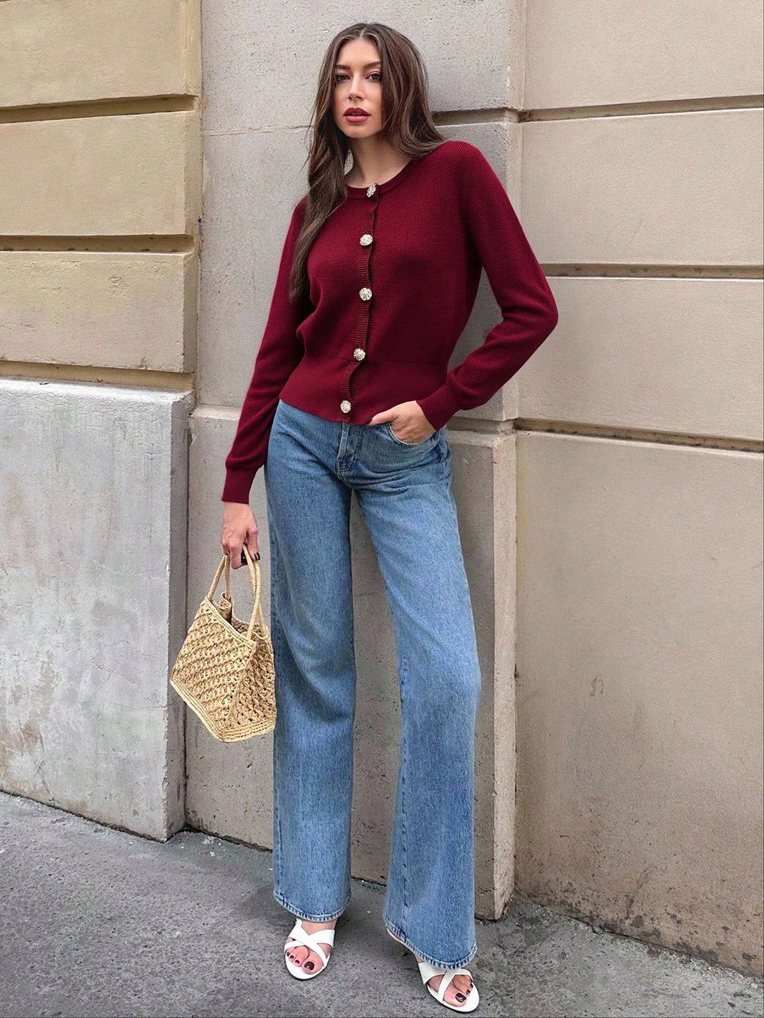 Cardigan SHEIN, vișiniu