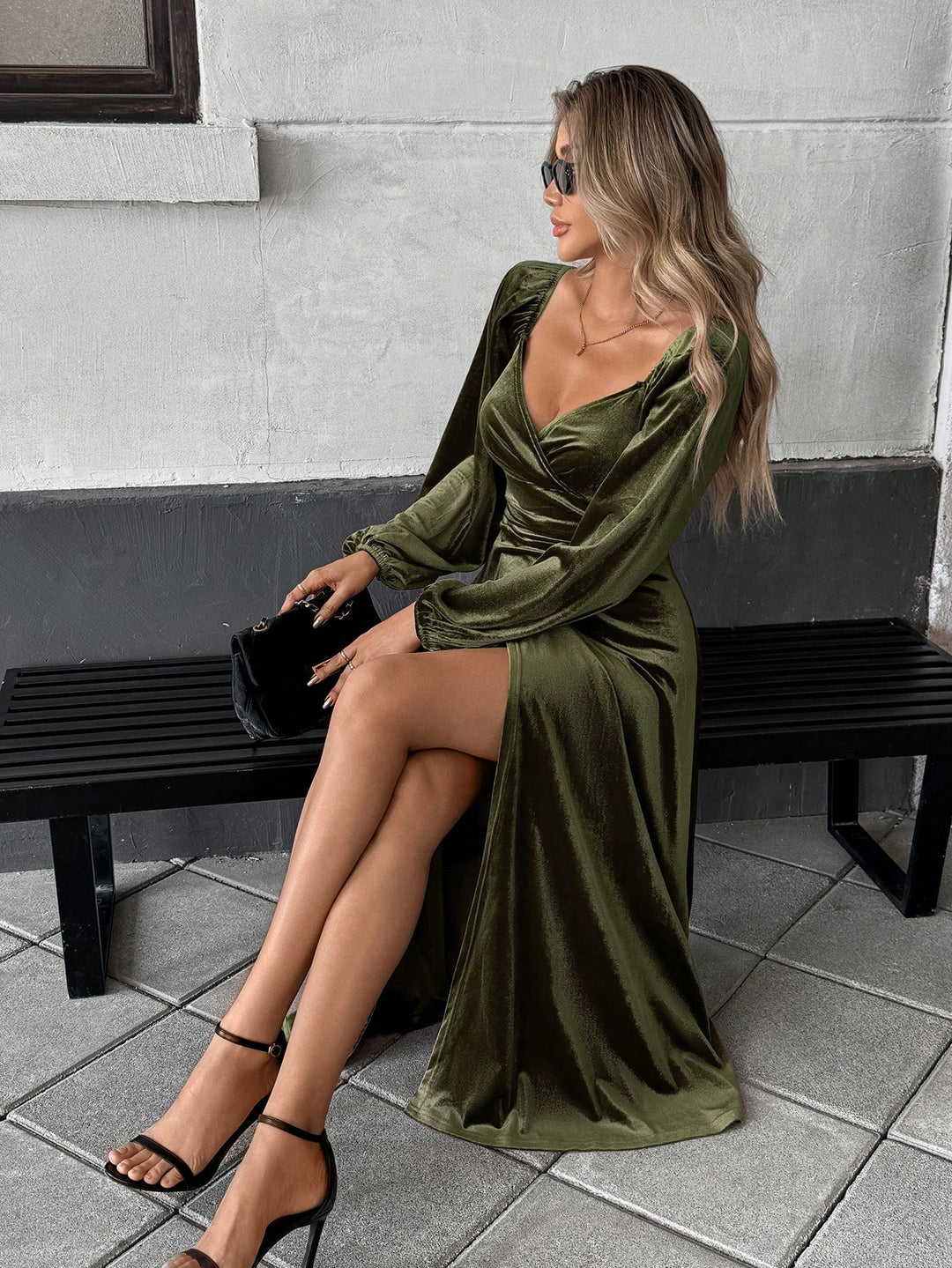 Rochie maxi SHEIN, kaki