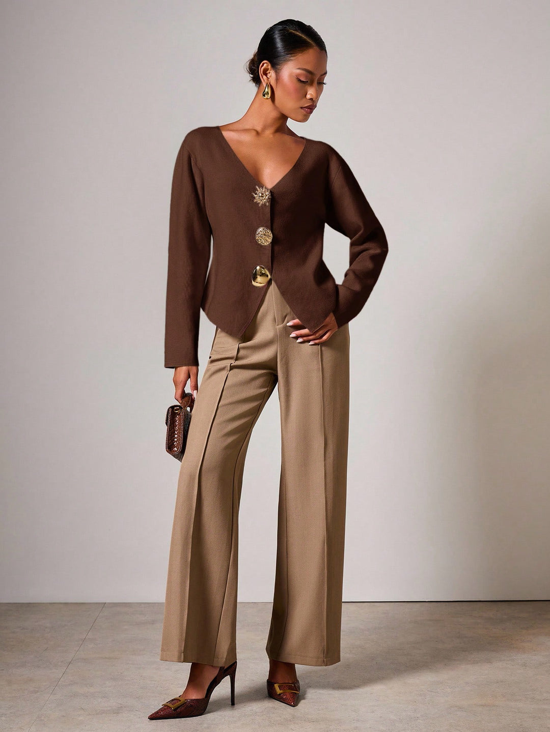 Cardigan SHEIN, maro