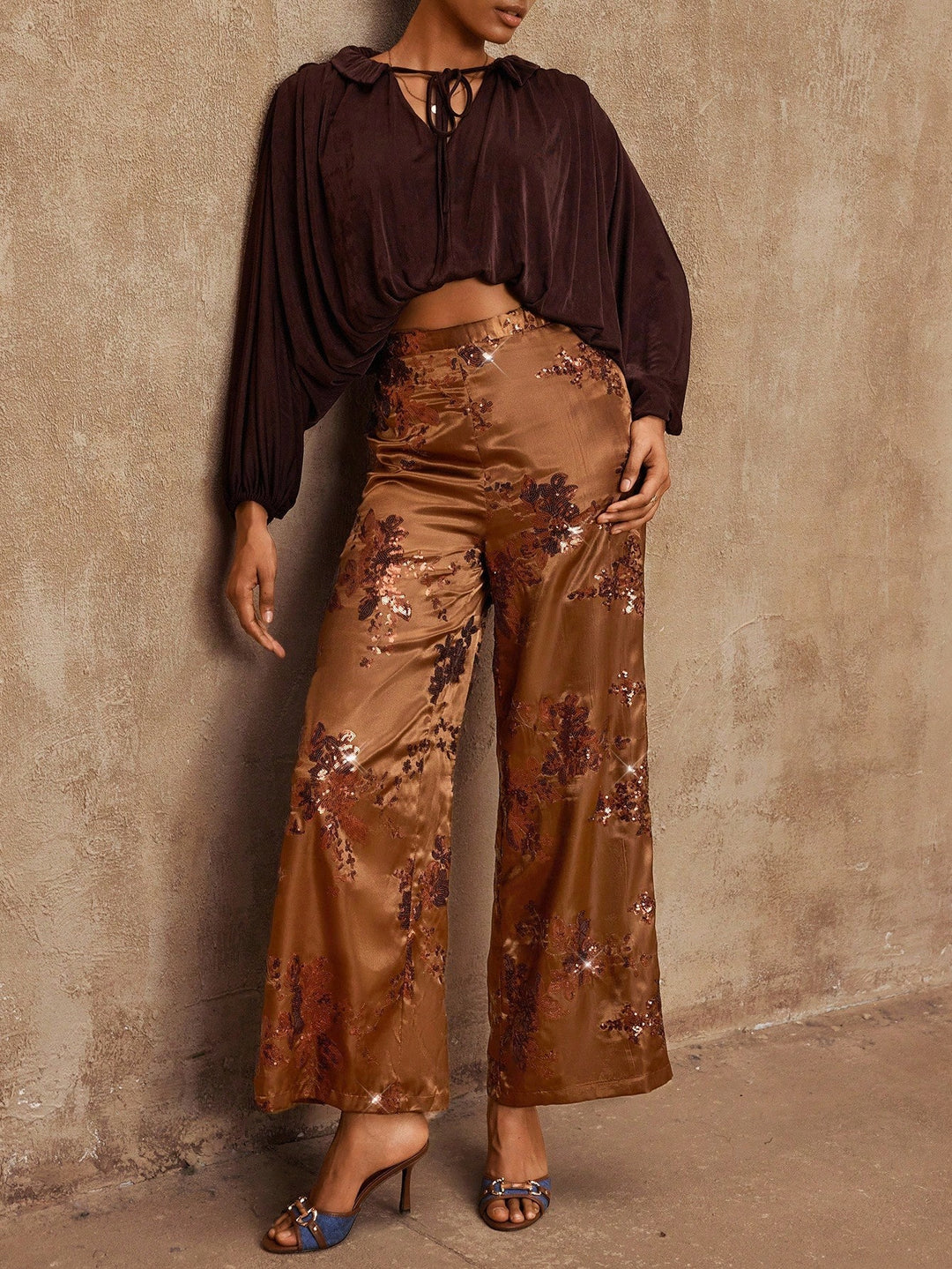 Pantaloni SHEIN, maro